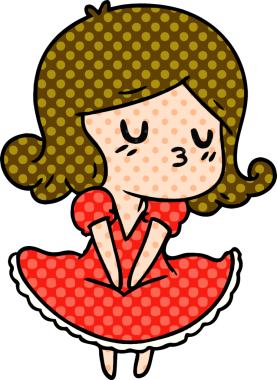 Bir insan tarafından çizilmiş tatlı bir kawai kızının serbest çizimi.