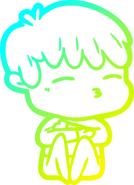 Bir çizgi film karakteri çizen soğuk gradyan bir insan tarafından çizilmiş meraklı çocuk.