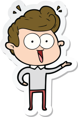 Bir insan tarafından çizilmiş bir karikatür adamın çıkartması.