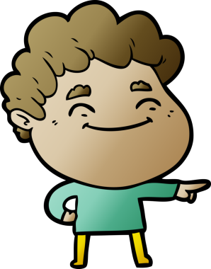 Bir insan tarafından çizilmiş çizgi film dostu bir adam.