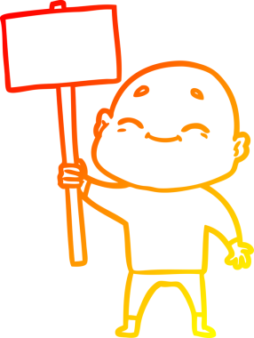 Bir insan tarafından çizilmiş mutlu, kel bir adamın sıcak çizgi çizimi.