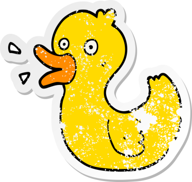 Bir insan tarafından çizilen şarlatan ördeğin hüzünlü çıkartması.