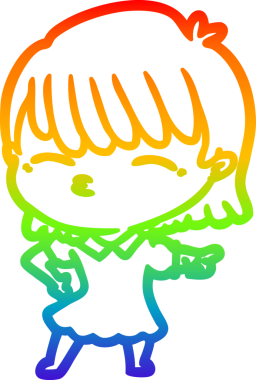 gökkuşağı gradyan çizimi bir insan tarafından çizilmiş bir karikatür kadın