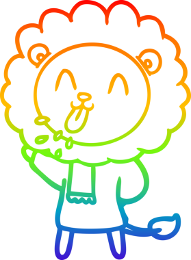 gökkuşağı gradyanı çizimi bir insan tarafından çizilmiş mutlu bir karikatür aslanı