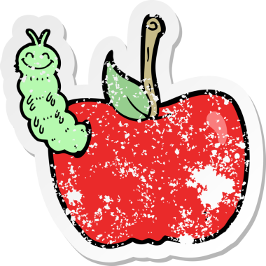 Bir insan tarafından çizilmiş bir elma karikatürünün gerilimli yapıştırması.