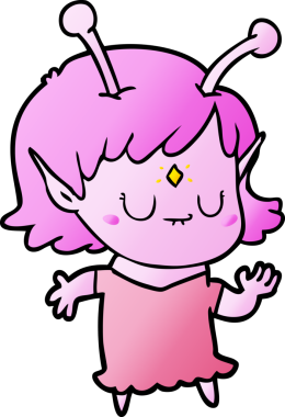 Bir insan tarafından çizilmiş uzaylı kız çizgi filmi.