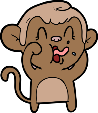 Bir insan tarafından çizilmiş çılgın çizgi film maymunu