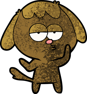 Bir insan tarafından çizilmiş yorgun bir köpek.