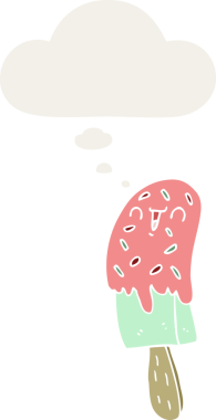 Düşünce baloncuklu buz lolipopu insan tarafından çizilmiş.