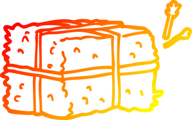 Bir insan tarafından çizilmiş bir saman balyasının sıcak çizgi çizimi