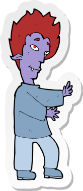 Bir insan tarafından çizilmiş bir vampirin çıkartması.