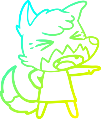 Bir insan tarafından çizilmiş kızgın bir tilkinin soğuk çizgi çizimi.