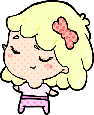 Bir insan tarafından çizilmiş sevimli, mutlu bir kız.