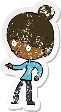 Bir insan tarafından çizilmiş karikatür kadının gerilmiş çıkartması.