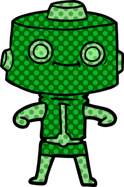 Bir insan tarafından çizilmiş çizgi film robotu