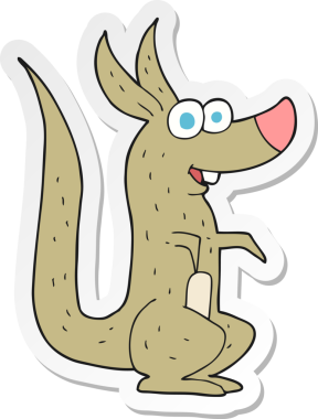 Bir insan tarafından çizilmiş bir kangurunun çıkartması.