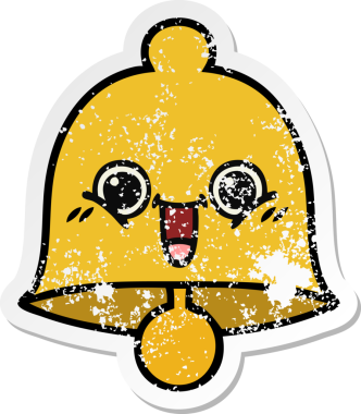 Bir insan tarafından çizilmiş sevimli bir çanın sıkıntılı çıkartması.