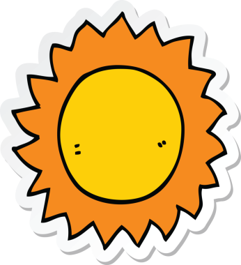 Bir insan tarafından çizilmiş bir çizgi film güneşinin çıkartması.