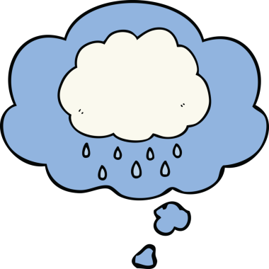 Bir insan tarafından çizilmiş düşünce baloncuklu çizgi film yağmur bulutu