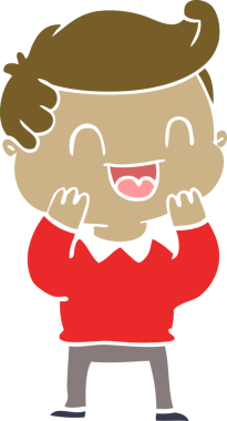 Bir insan tarafından çizilmiş düz renkli çizgi film mutlu adam.