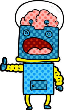 Bir insan tarafından çizilmiş çizgi film robotu