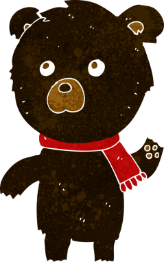 Bir insan tarafından çizilmiş şirin siyah ayı.