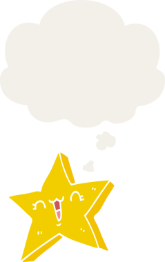 Düşünce baloncuğu olan sevimli çizgi film yıldızı bir insan tarafından çizilmiş.