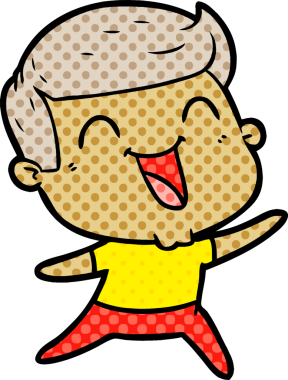 Bir insan tarafından çizilmiş gülen çizgi film adamı.