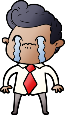 Bir insan tarafından çizilmiş ağlayan çizgi film adamı.