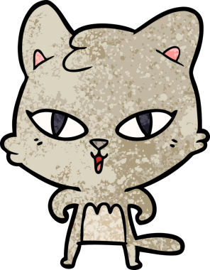 Bir insan tarafından çizilmiş çizgi film kedisi.