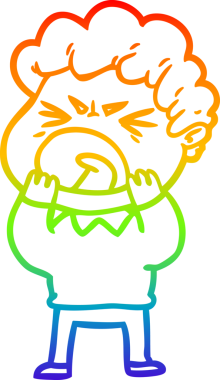 Bir insan tarafından çizilmiş öfkeli bir adamın çizdiği gökkuşağı gradyan çizgisi.