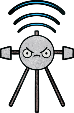 Bir insan tarafından çizilmiş bir uydunun retro grunge desen karikatürü