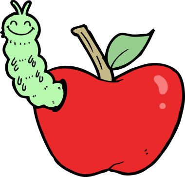 bir insan tarafından çizilmiş böcekli çizgi film elması