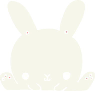 Bir insan tarafından çizilmiş düz renkli çizgi film tavşanı