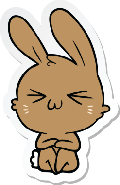 Bir insan tarafından çizilmiş şirin bir tavşanın çıkartması.