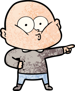 Bir insan tarafından çizilmiş kel bir adam.