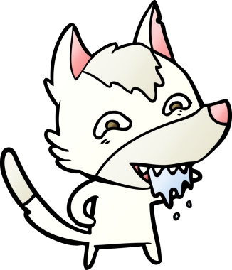 Bir insan tarafından çizilmiş aç kurt çizgi filmi.