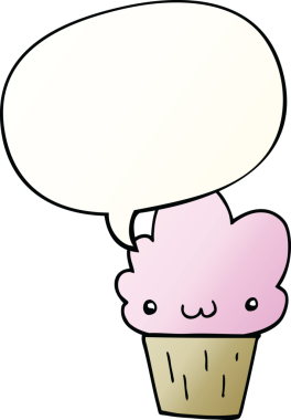 Yüzü konuşma baloncuğu olan, bir insan tarafından çizilmiş çizgi film keki.