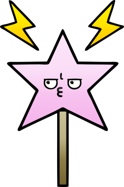 Bir insan tarafından çizilmiş sihirli değneğin gölgeli çizgi filmi.