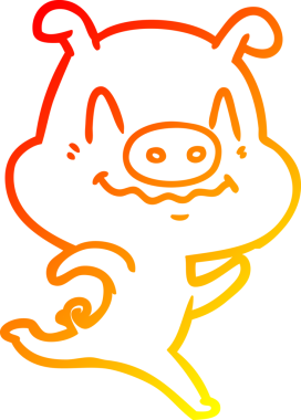 Bir insan tarafından çizilmiş gergin bir domuz çizgi çizimi.