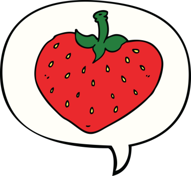 bir insan tarafından çizilmiş konuşma baloncuklu karikatür çileği