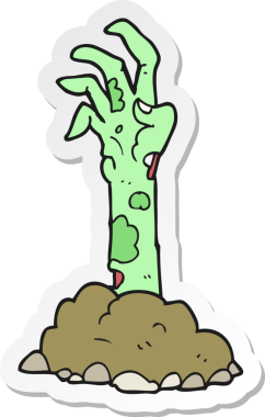 Bir insan tarafından çizilmiş bir zombi elinin çıkartması.