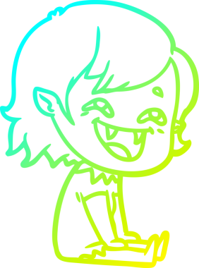 Bir insan tarafından çizilmiş gülen vampir kız çizgi filmi.