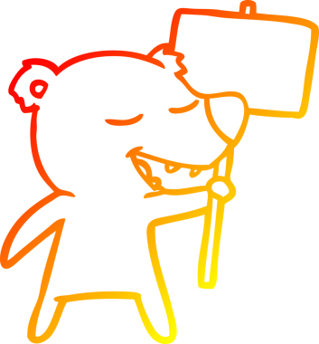 Bir insan tarafından çizilen çizgi film ayısının sıcak çizgi çizimi