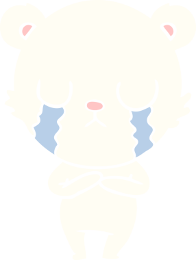 Ağlayan kutup ayısı bir insan tarafından çizilmiş düz renkli çizgi film.