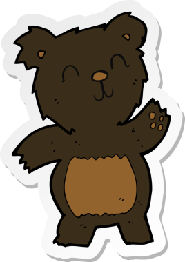 Bir insan tarafından çizilmiş karikatür kara ayısının çıkartması.