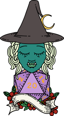 Retro Dövme Biçimi Bir insan tarafından çizilmiş doğal 20 zarlı yarım ork büyücüsü