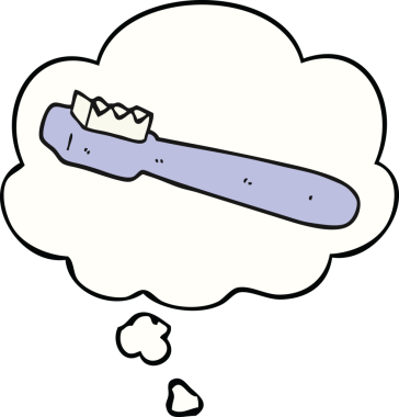 Bir insan tarafından çizilmiş düşünce baloncuklu diş fırçası.