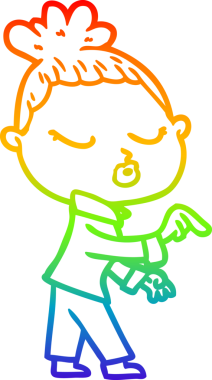 Gökkuşağı gradyan çizgi çizimi bir insan tarafından çizilmiş sakin bir kadın