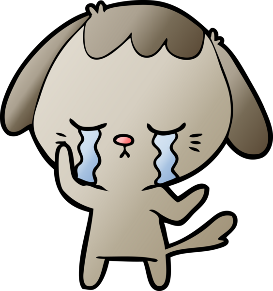 Bir insan tarafından çizilmiş şirin köpek yavrusu ağlama çizgi filmi